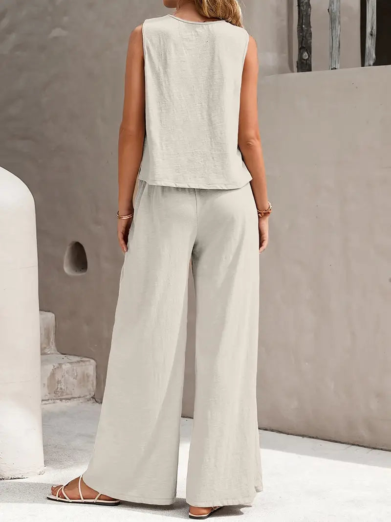 Faylisse – Elegant Sleeveless Wide-leg Lounge Set