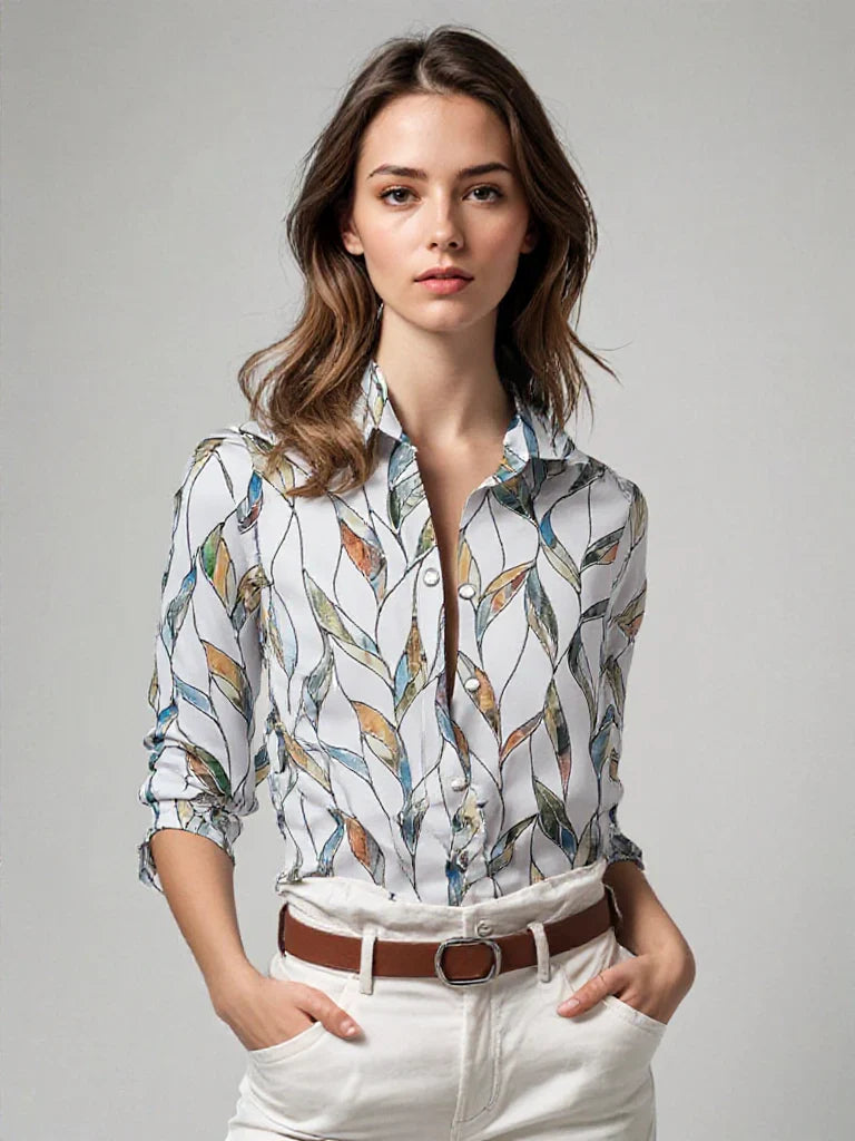 Elsinira – Stylish Printed Blouse with Buttons