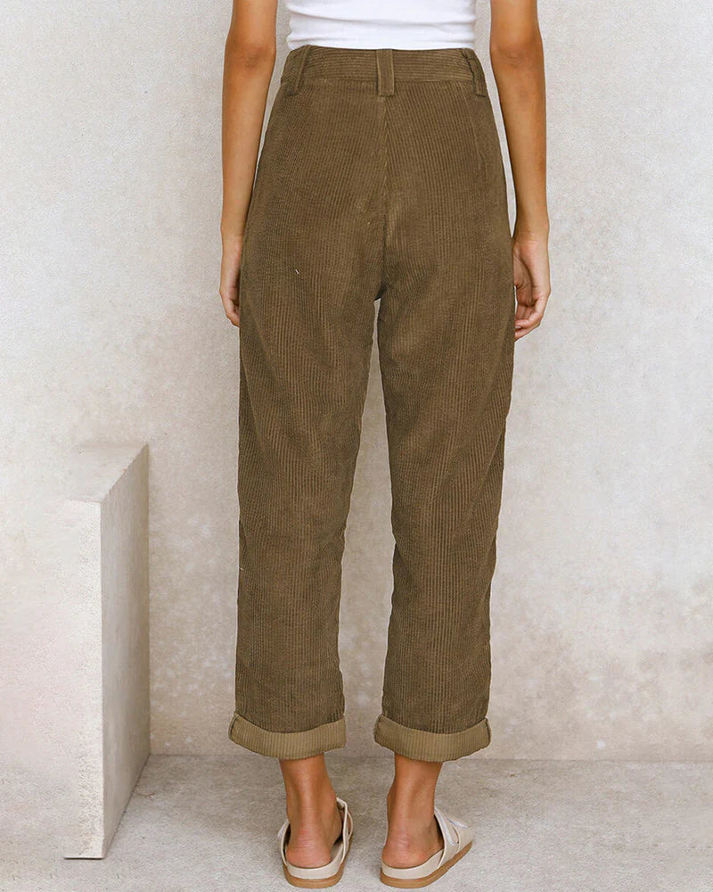 Makiko – High-waist Cotton Corduroy Trousers
