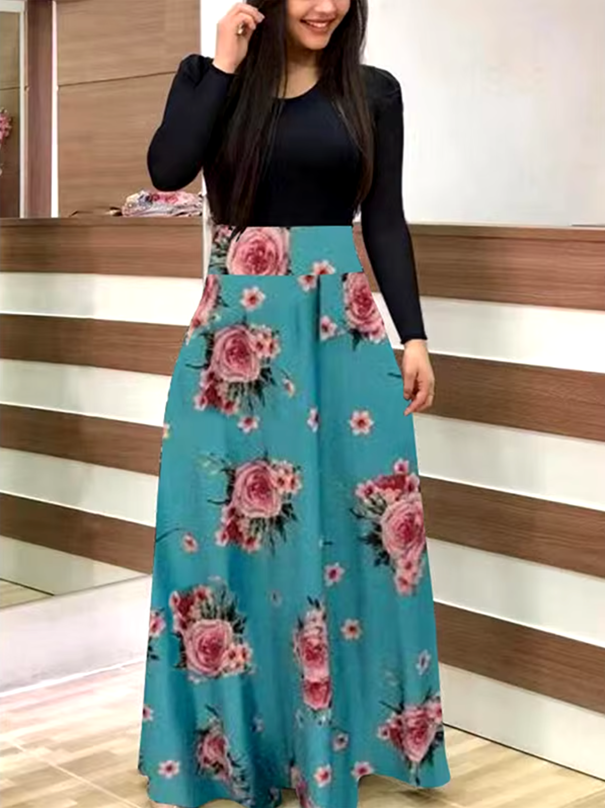 Cindy – Long Sleeve Floral Dress