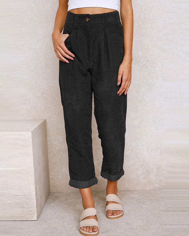 Makiko – High-waist Cotton Corduroy Trousers