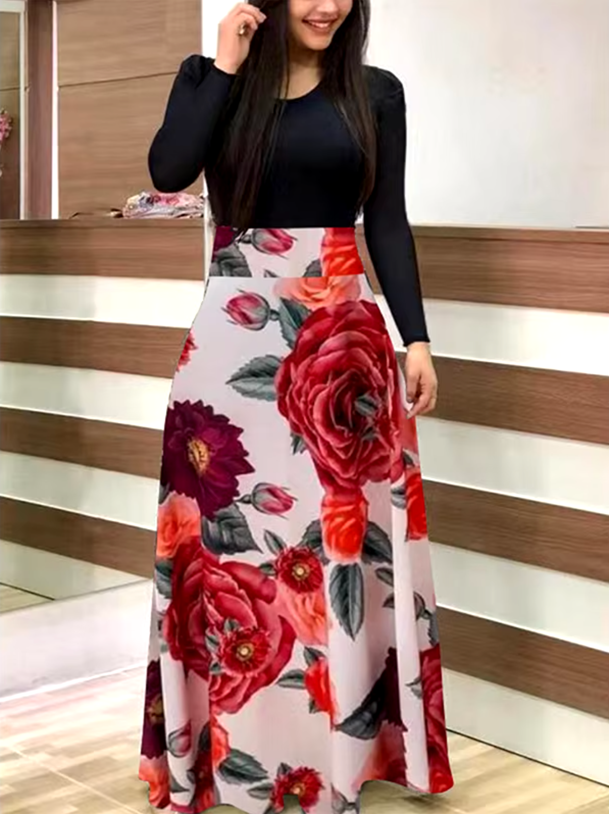 Cindy – Long Sleeve Floral Dress