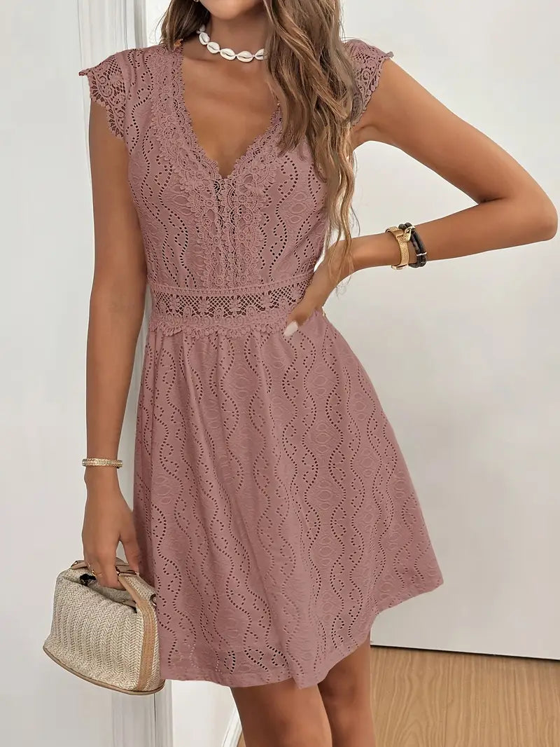 Avenleigh – Women's A-line Dress with Lace Sleeves