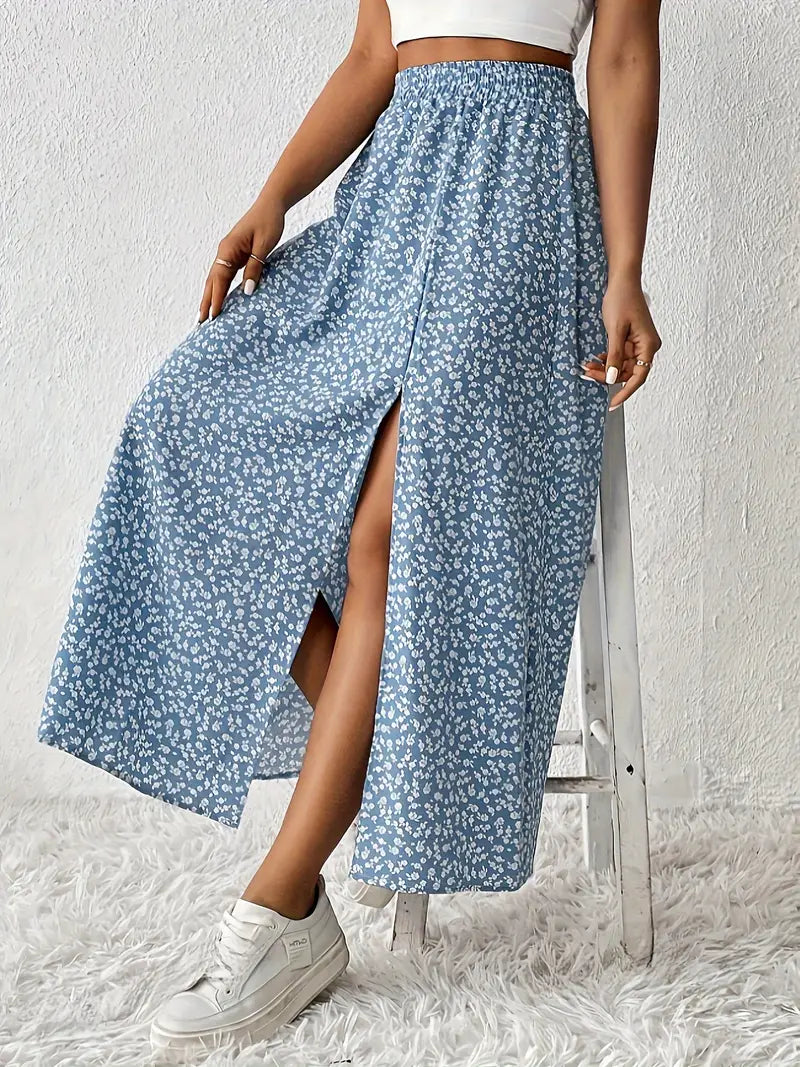 Aori – Elegant High-waisted Maxi Skirts with Floral Print