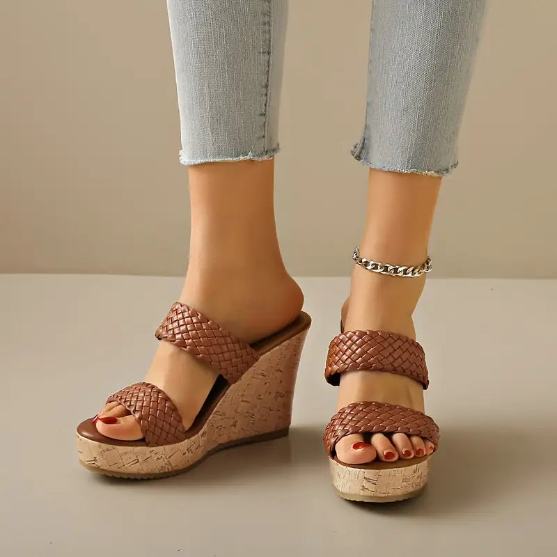 Bonnie - Wedge Sandals with Braided Strap