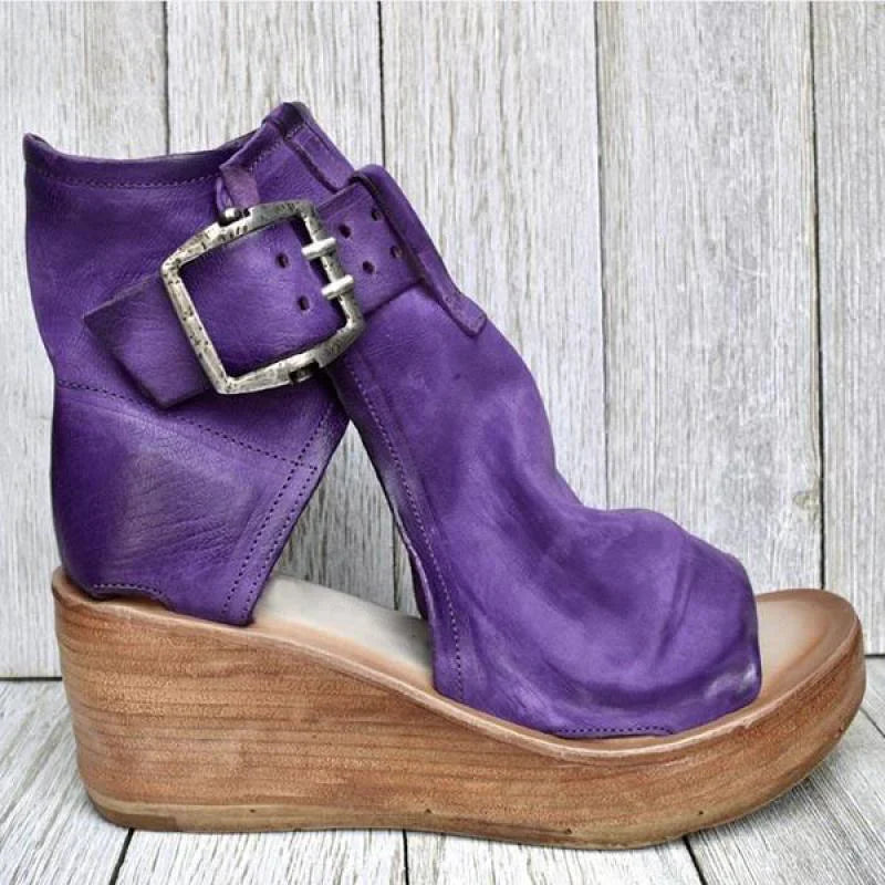 Sivaya – Vintage Leather Wedge Sandals