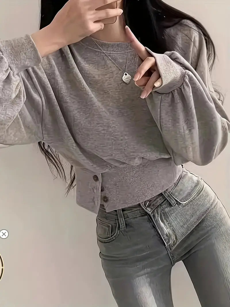 Ebbe – Stylish Cropped Balloon Sleeves Sweater