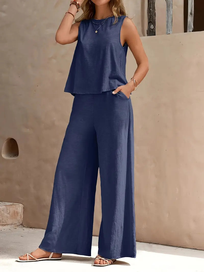 Armiela – Minimalist Sleeveless Wide-leg Trousers