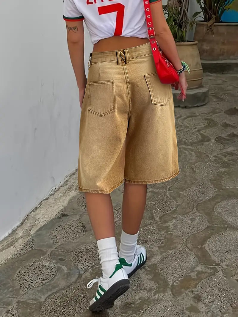 Sylvarine – Stylish Wide Leg Denim Shorts