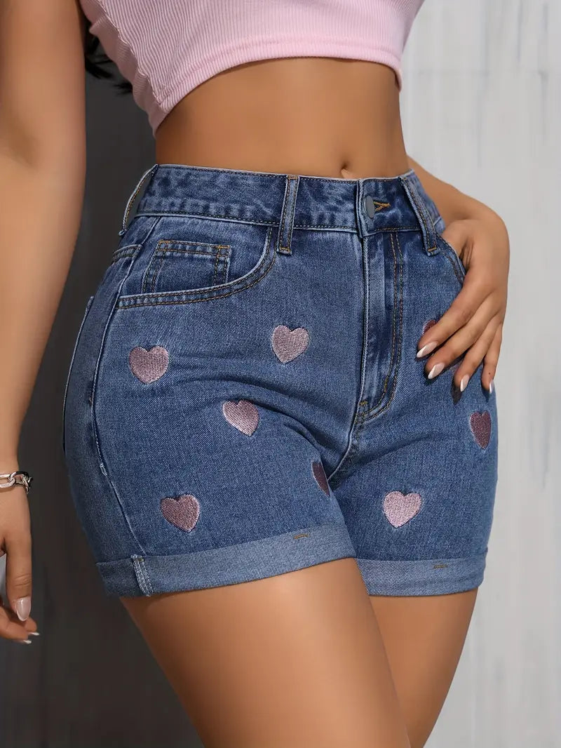 Azrielle – Cotton Shorts with Heart Print