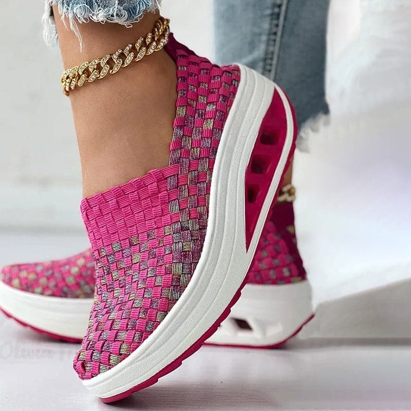 Noctiselle – Breathable Woven Platform Slip-on Sneakers