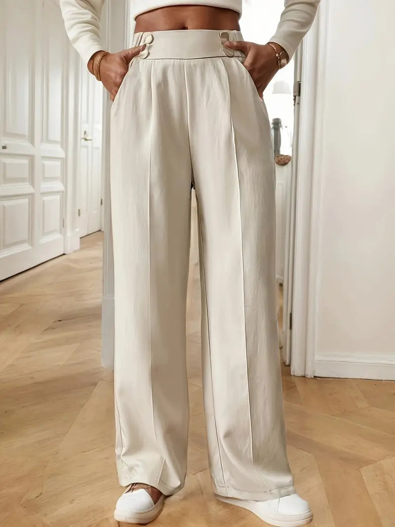 Lethoria – Elegant High-waisted Wide-leg Trousers