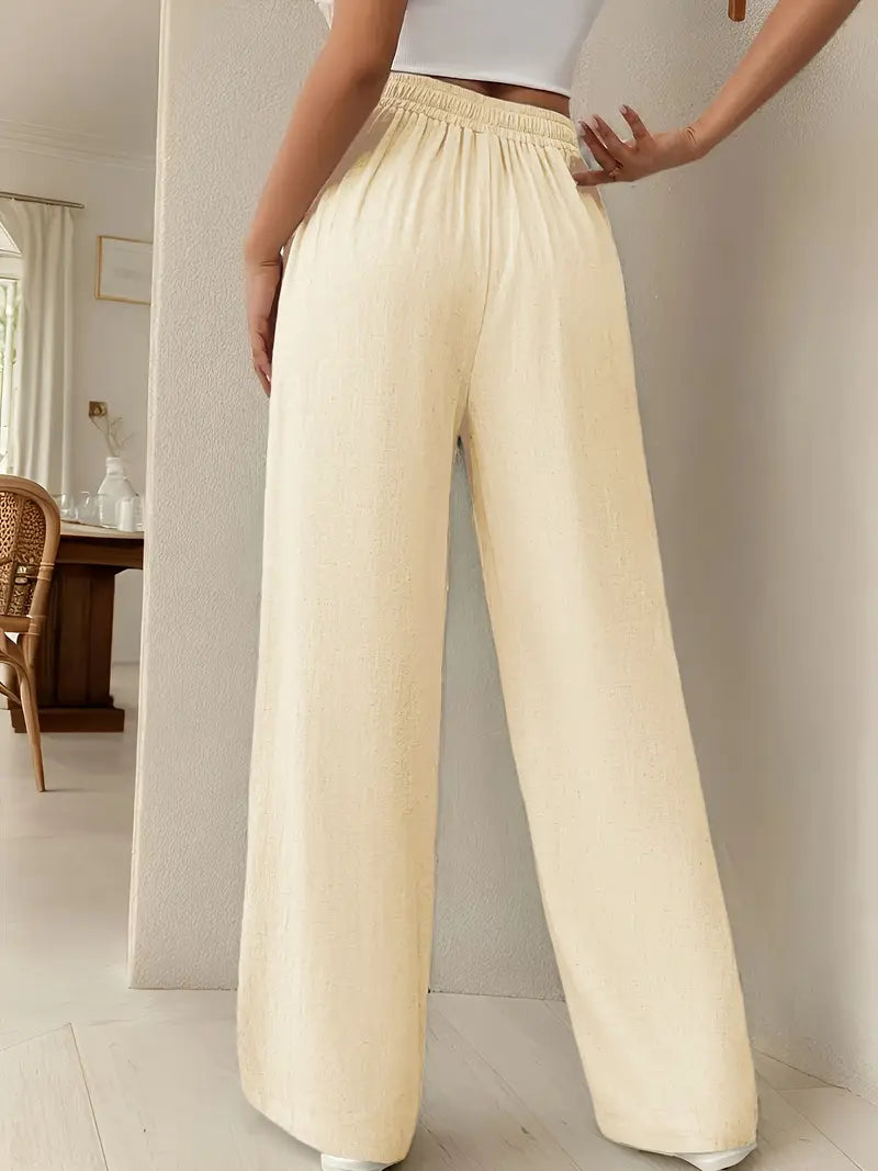 Yara – High-waisted Wide-leg Drawstring Lounge Pants