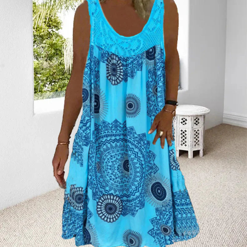 Mallory – Vibrant Boho Print Sleeveless Dress
