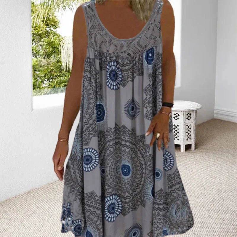Mallory – Vibrant Boho Print Sleeveless Dress