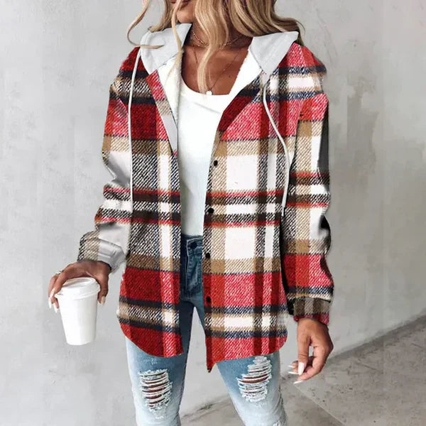 JO | warm check jacket with hood