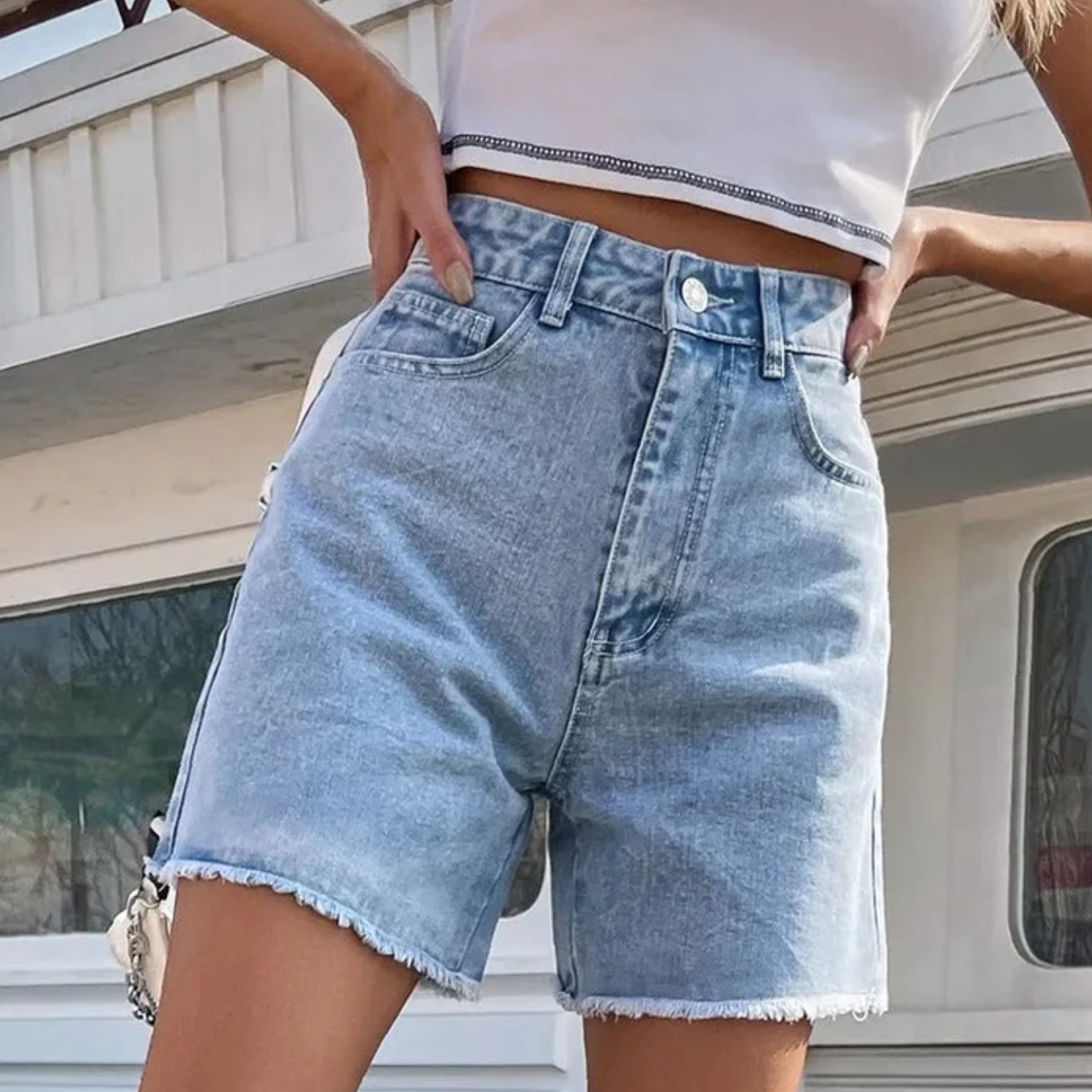 Elisora - Stylish High-waisted Denim Shorts