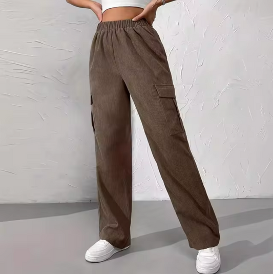 Shari – Curduroy Wide Leg Cargo Pants