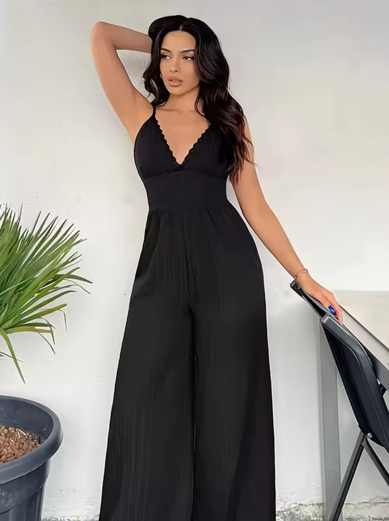 Paloma – Elegant V-neck Wide Leg Jumpsuit