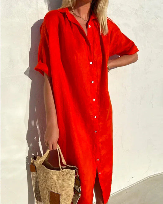 Thessaly – Cotton Linen Shirt Dress