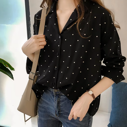 Riya – Chic Polkadots Long-sleeved Blouse