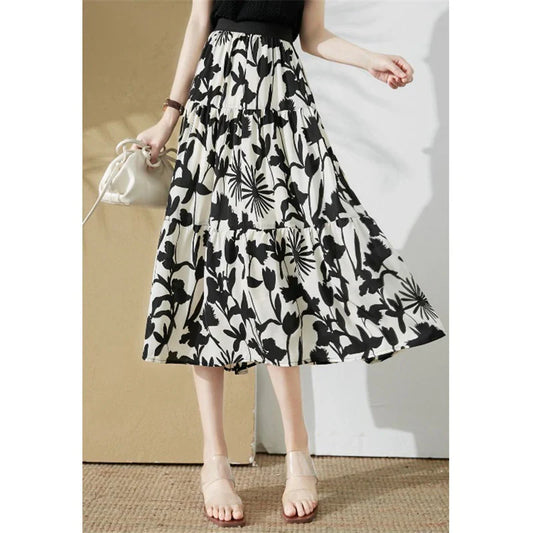Evalina – High Waist Floral Chiffon Skirt