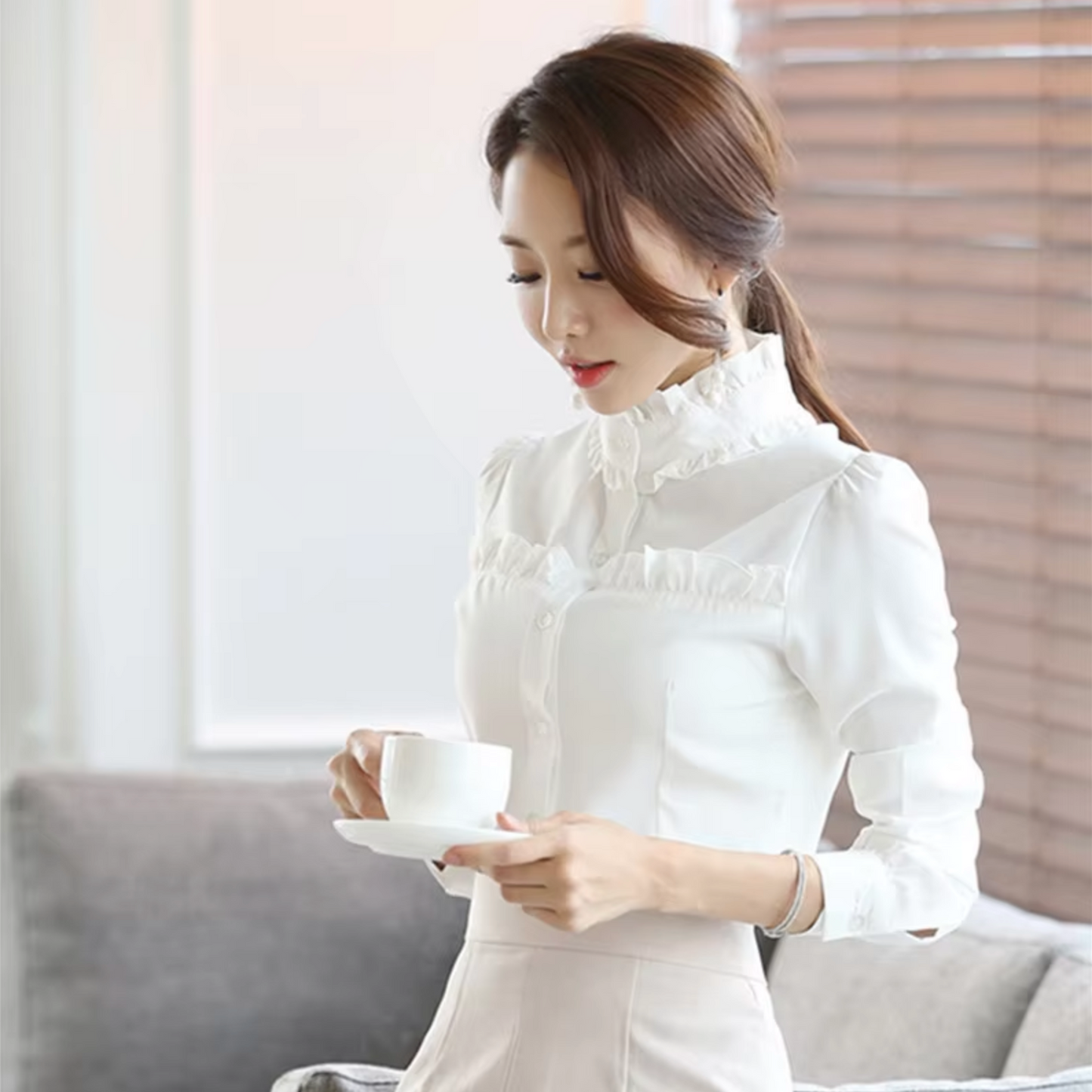 Evalyn – Stylish Cotton High Neck Blouse