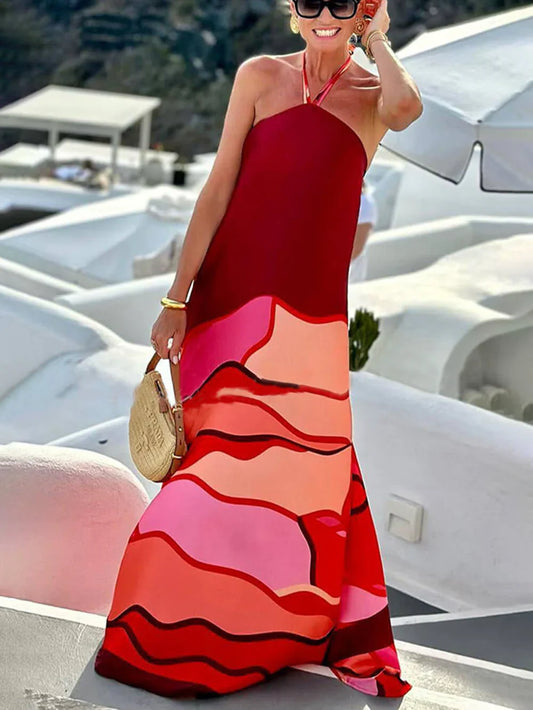 Avana – Vibrant Halter Neck Maxi Dress