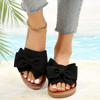 Cassy – Casual Bowknot Flat Slippers