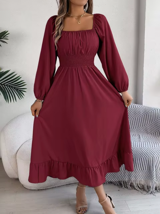 Gaia - High Waist Puff Sleeve Dress