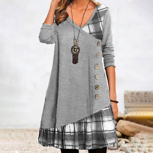 Lillie - Long-sleeved checked dress