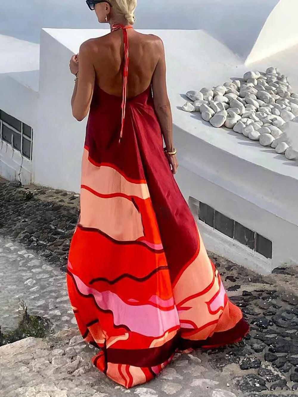 Avana – Vibrant Halter Neck Maxi Dress