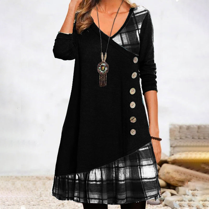 Lillie - Long-sleeved checked dress