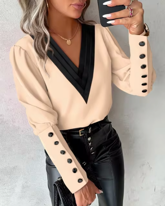 Queencie – Elegant V-neck Blouse