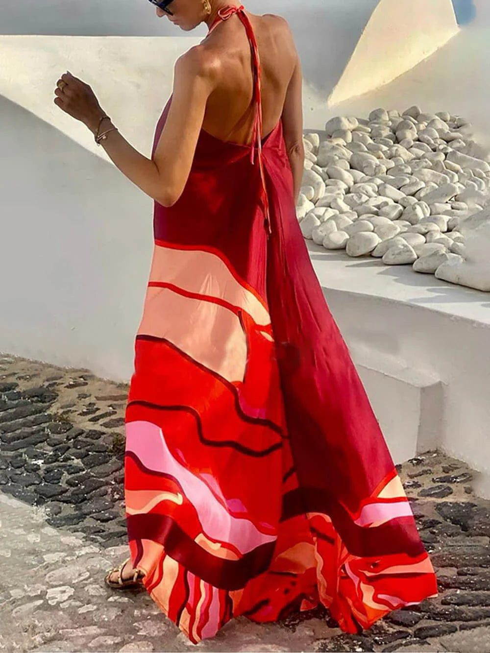 Avana – Vibrant Halter Neck Maxi Dress