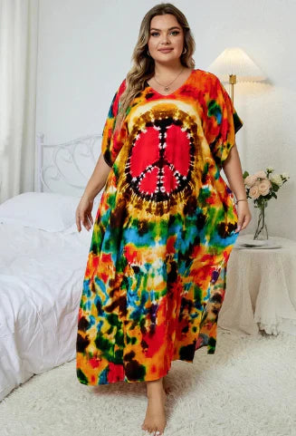 Azrielle – Tie-dye Pattern Loose Maxi Dress