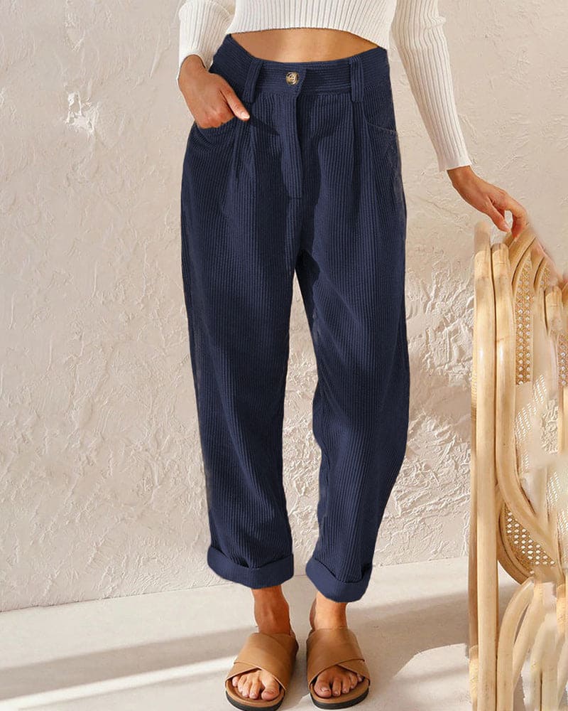 Makiko – High-waist Cotton Corduroy Trousers