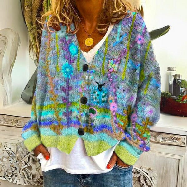 Eléa - Ladies' sweater with floral patterns
