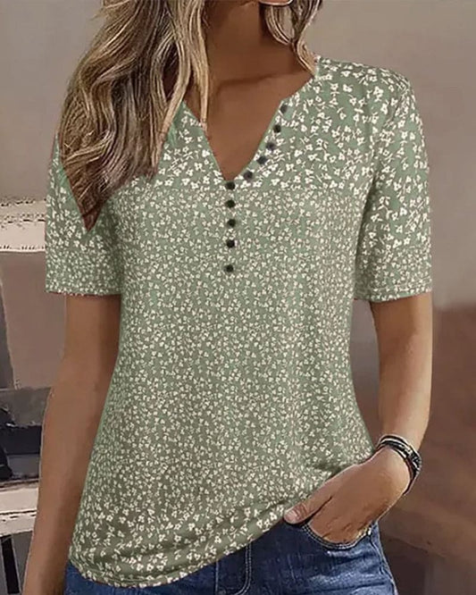 Severine – Charming Floral V-neck Blouse