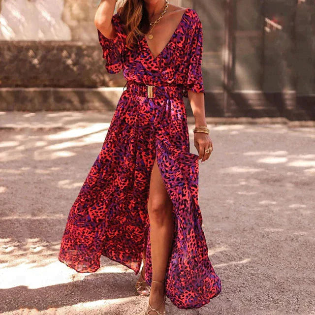 Zyfa – Elegant Deep V-neck Maxi Dress