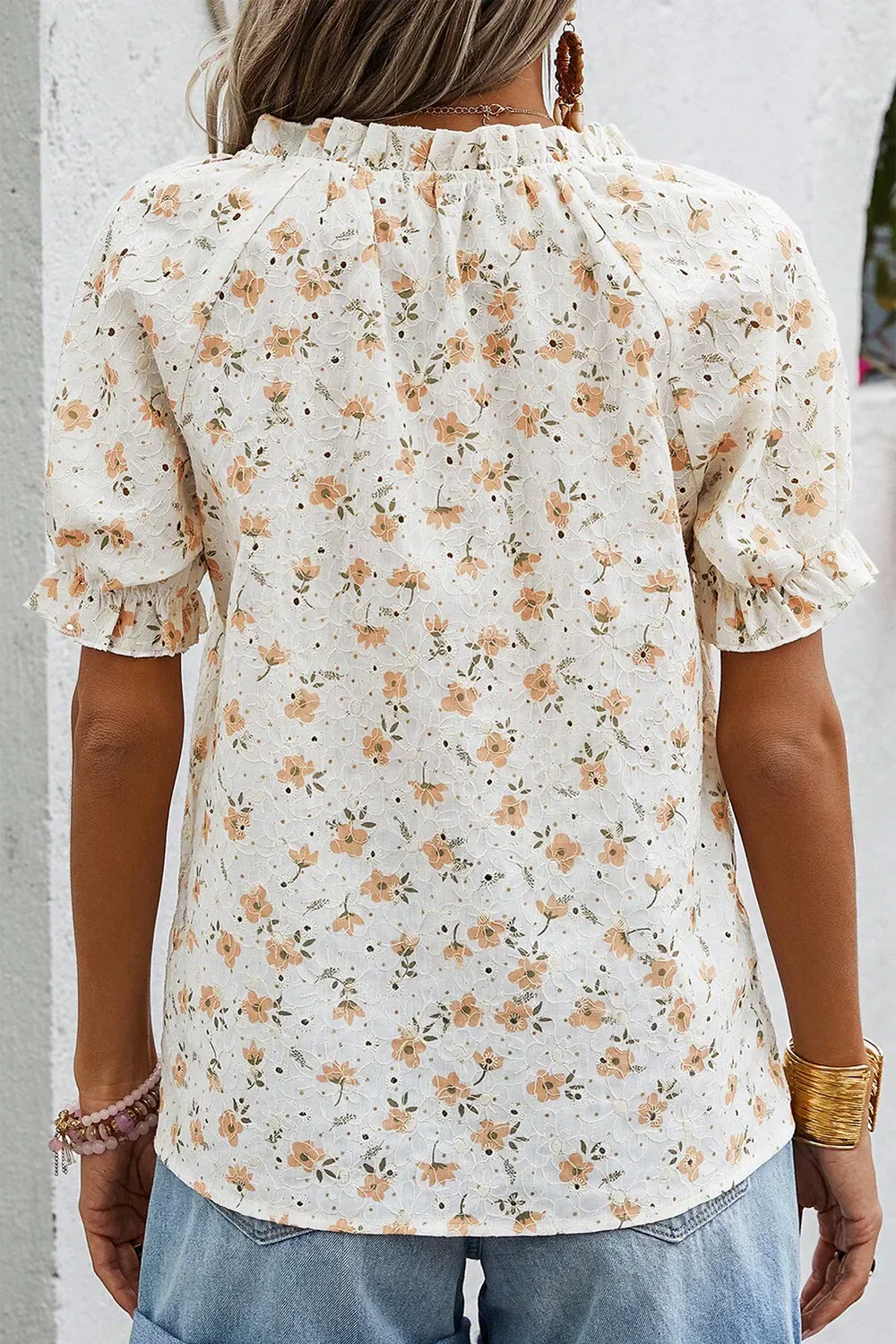 Yshel – Floral Print Puff Sleeves Blouse