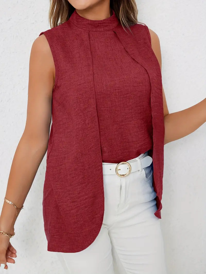 Zyra – Stylish Sleeveless Blouse with High Collar