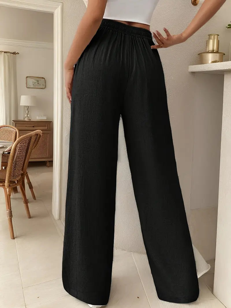 Yara – High-waisted Wide-leg Drawstring Lounge Pants