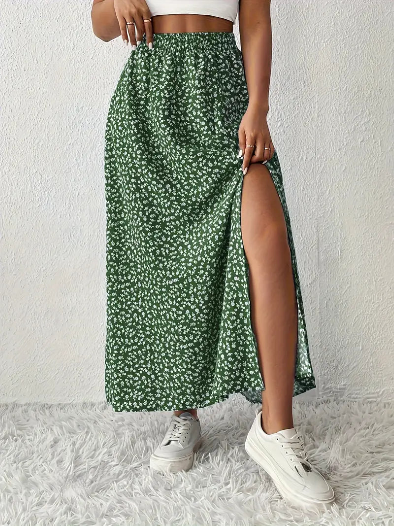 Aori – Elegant High-waisted Maxi Skirts with Floral Print