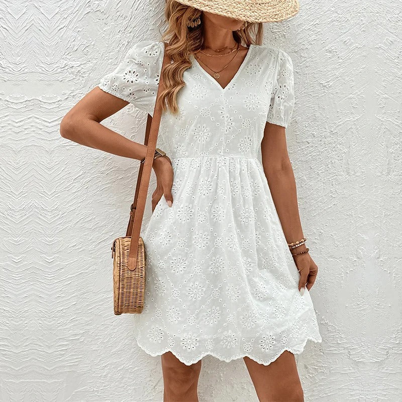 Velmindra – Cotton Embroidered Mini Dress