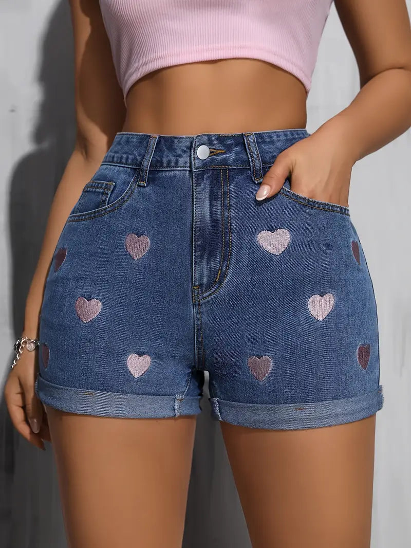 Azrielle – Cotton Shorts with Heart Print
