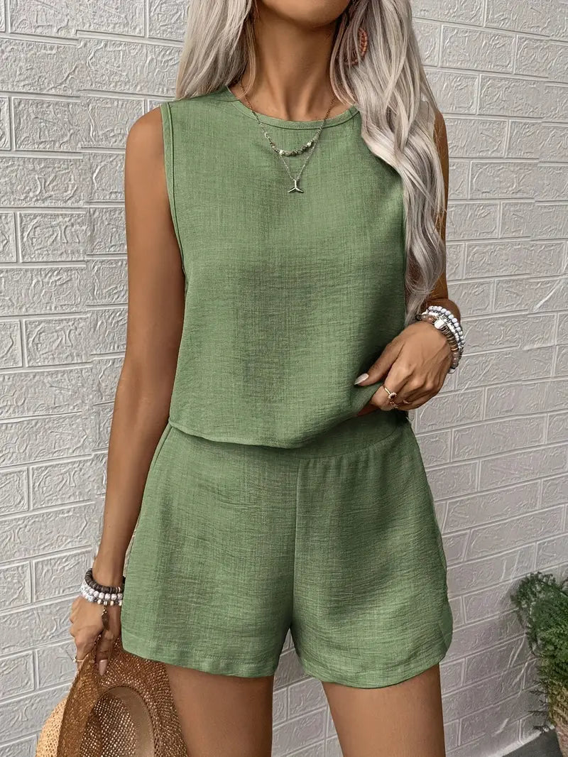 Calistae – Elegant Sleeveless Textures Lounge Set