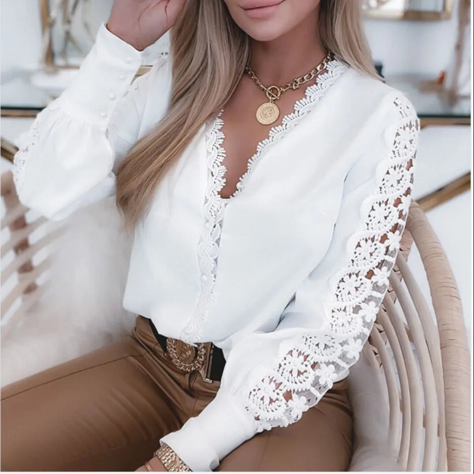 Zanaya – Elegant Lace Trim Blouse