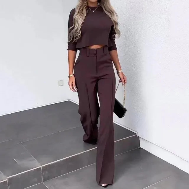 Thalenya – Stylish Crop Top and Pants Set