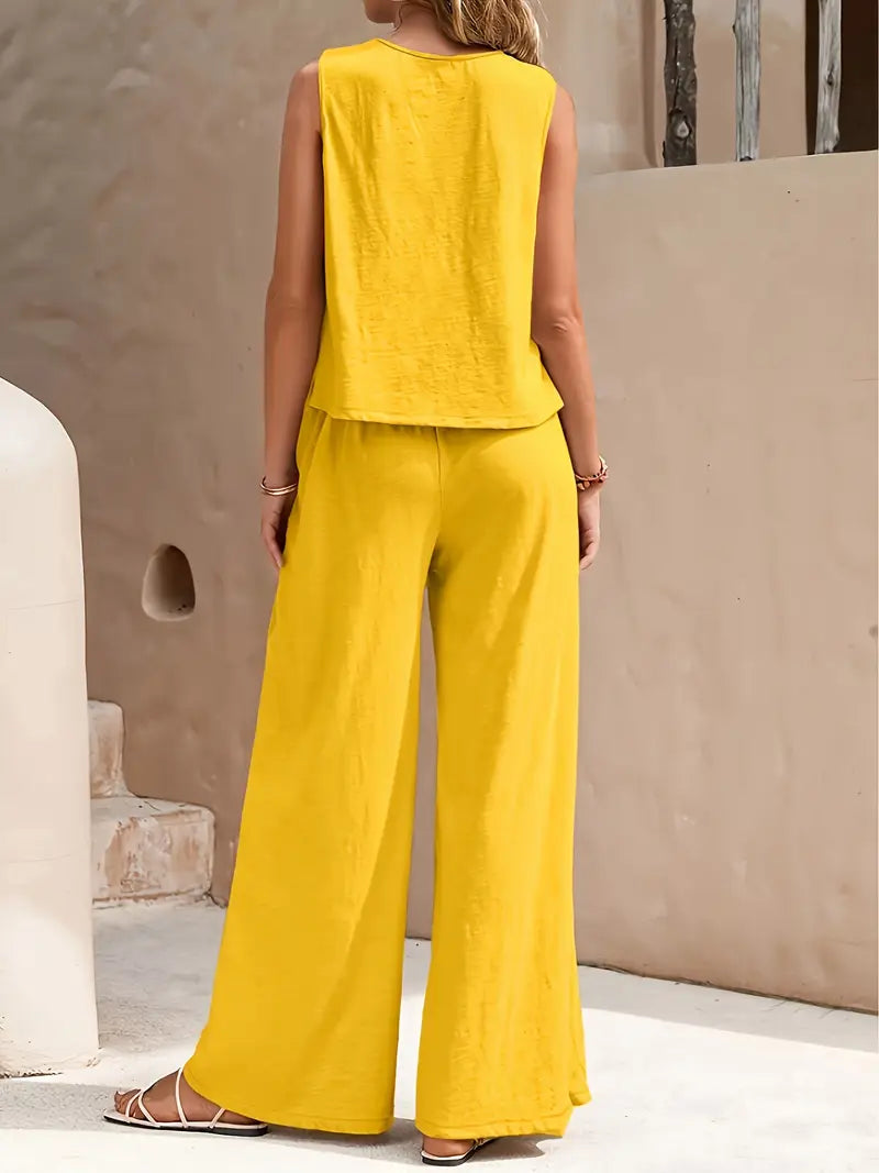 Armiela – Minimalist Sleeveless Wide-leg Trousers